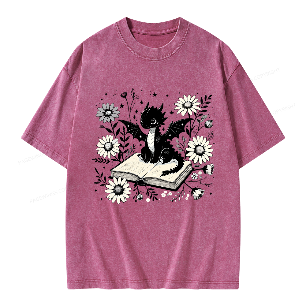 Pagewings Bookworm Dragon Unisex Washed T-shirt