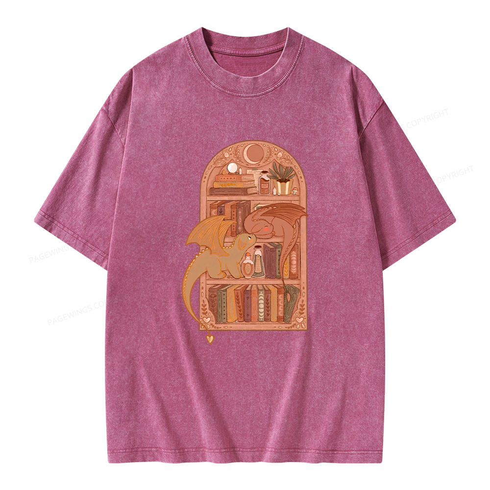Pagewings Book Dragon Unisex Washed T-shirt