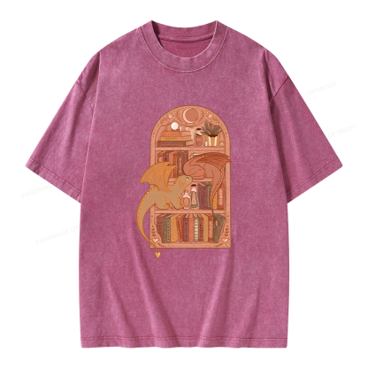 Pagewings Book Dragon Unisex Washed T-shirt