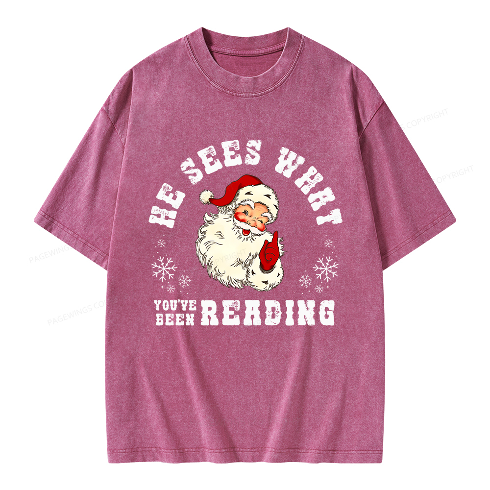 Pagewings He Sees What You've Been Reading Unisex Washed T-shirt