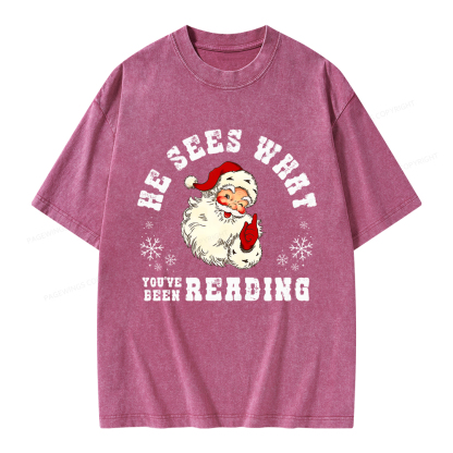 Pagewings He Sees What You've Been Reading Unisex Washed T-shirt