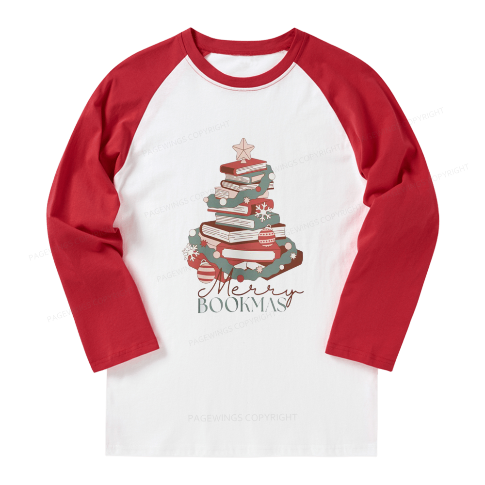 Pagewings Merry Bookmas Long Sleeve Raglan T-shirt