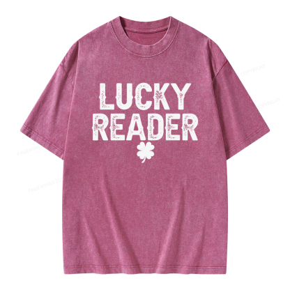Pagewings Lucky and Lucky Fucker Graphic Tees Unisex Washed T-shirt