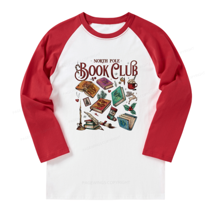 Pagewings SJM Book Club Christmas Long Sleeve Raglan T-shirt