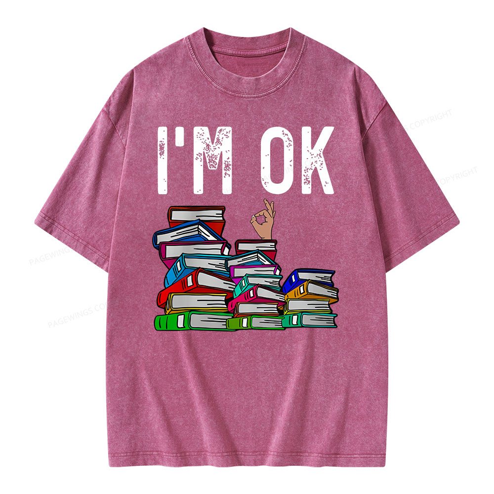 Pagewings Librarian Book Reader Funny Book Lover T Shirts Unisex Washed T-shirt