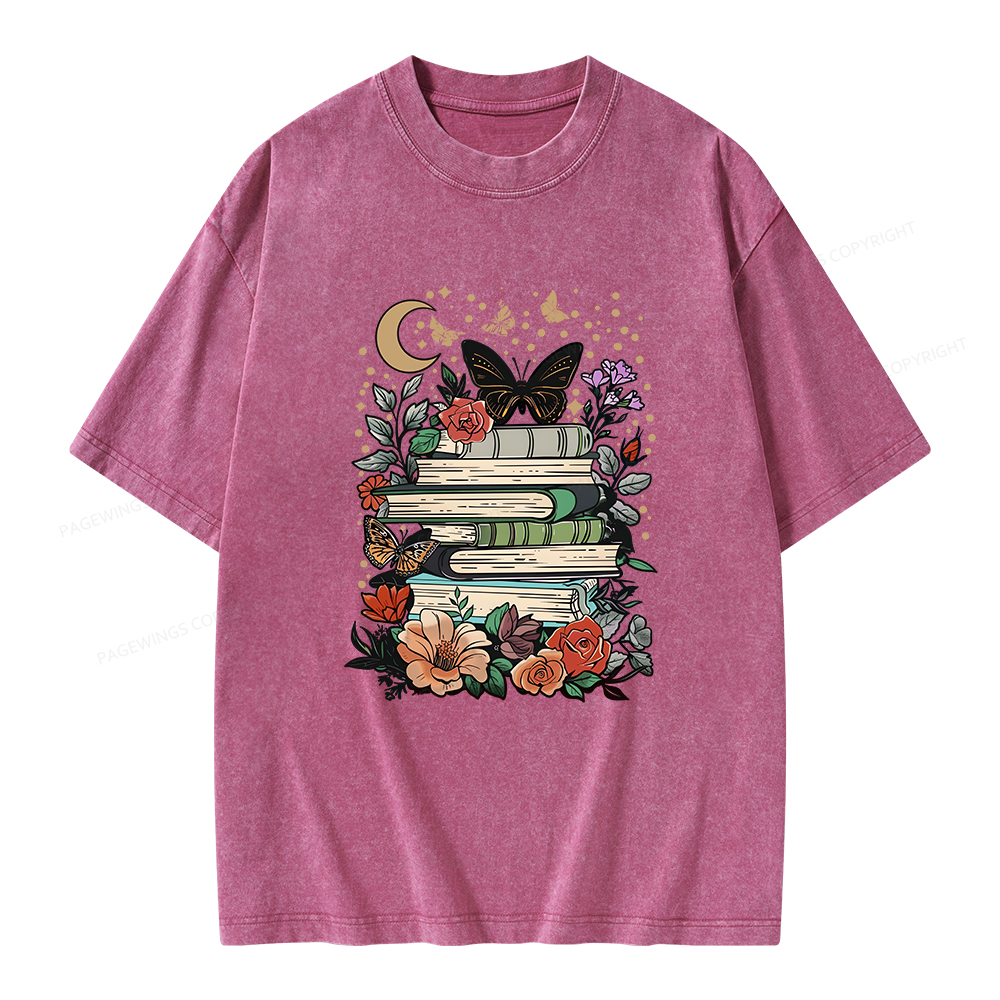 Pagewings Reading Books Stay Weird Unisex Washed T-shirt