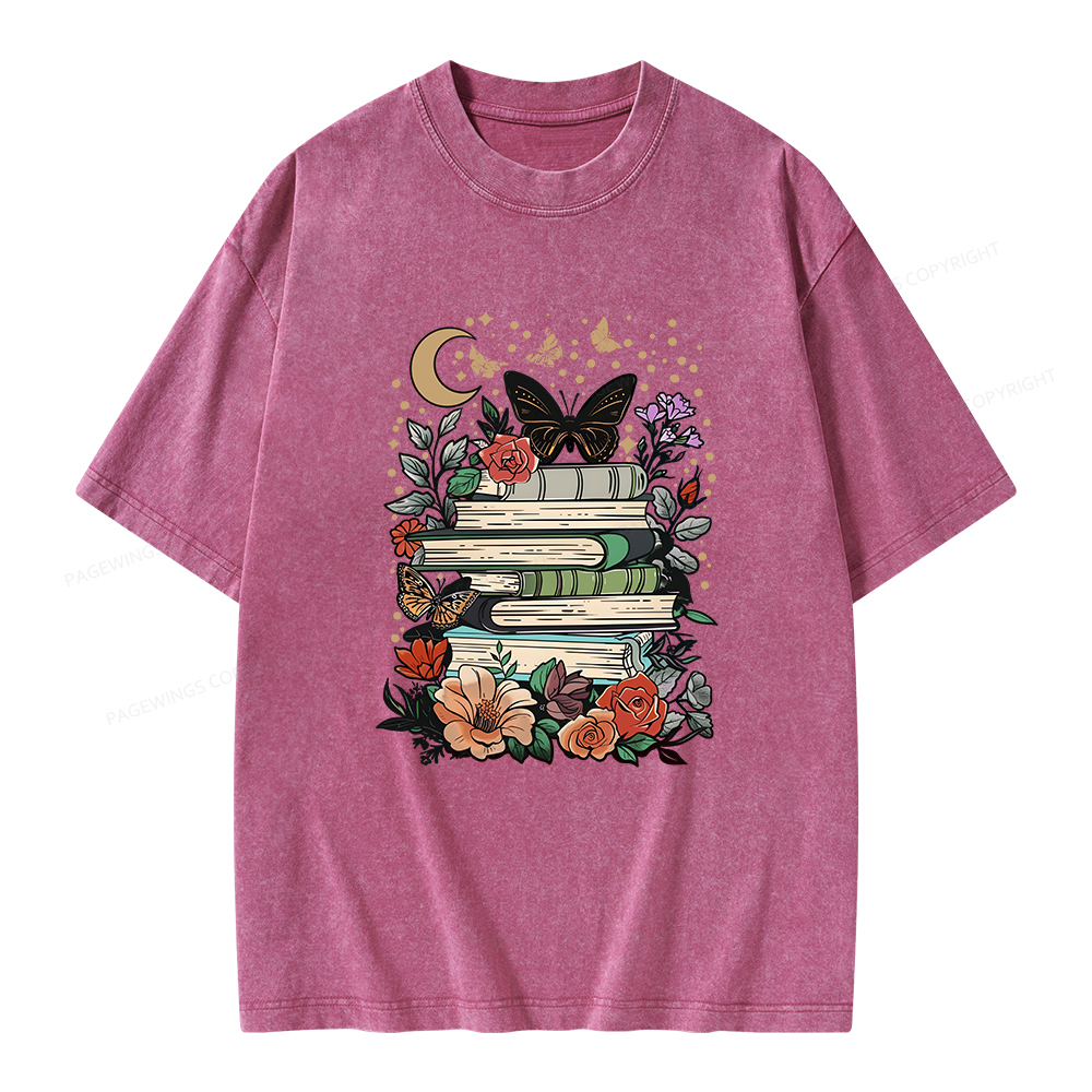 Pagewings Reading Books Stay Weird Unisex Washed T-shirt