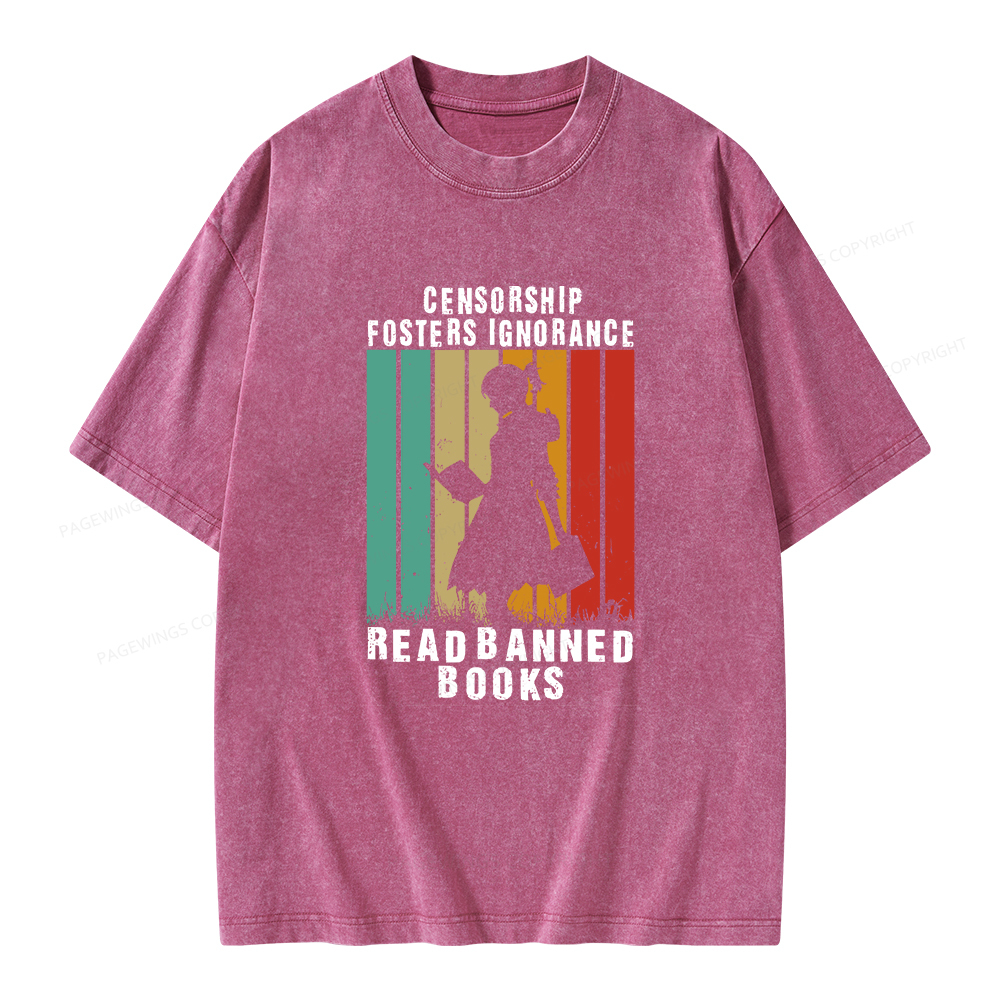 Pagewings Banned Books Vintage T-Shirt Unisex Washed T-shirt