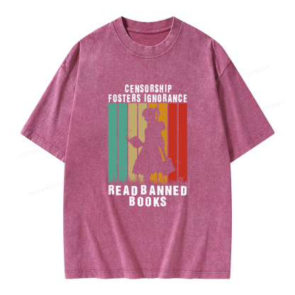Pagewings Banned Books Vintage T-Shirt Unisex Washed T-shirt