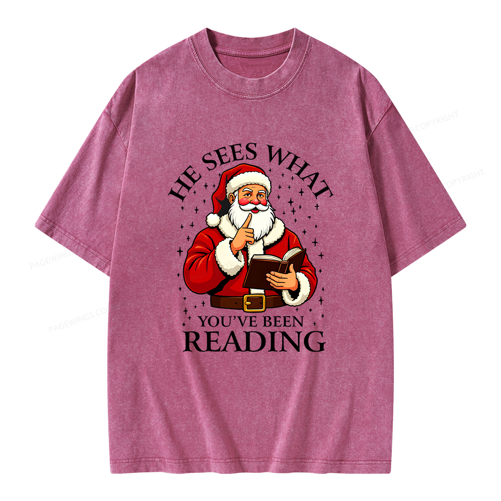 Pagewings He Sees What You've Been Reading Unisex Washed T-shirt