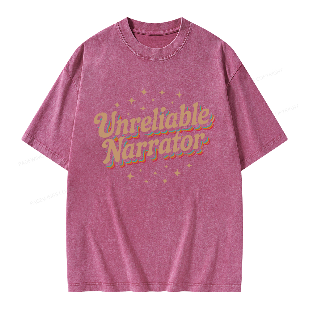 Pagewings Unreliable Narrator Unisex Washed T-shirt