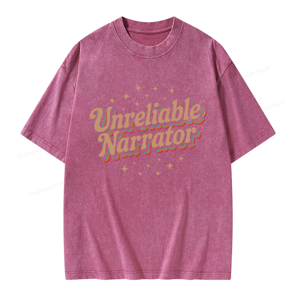 Pagewings Unreliable Narrator Unisex Washed T-shirt