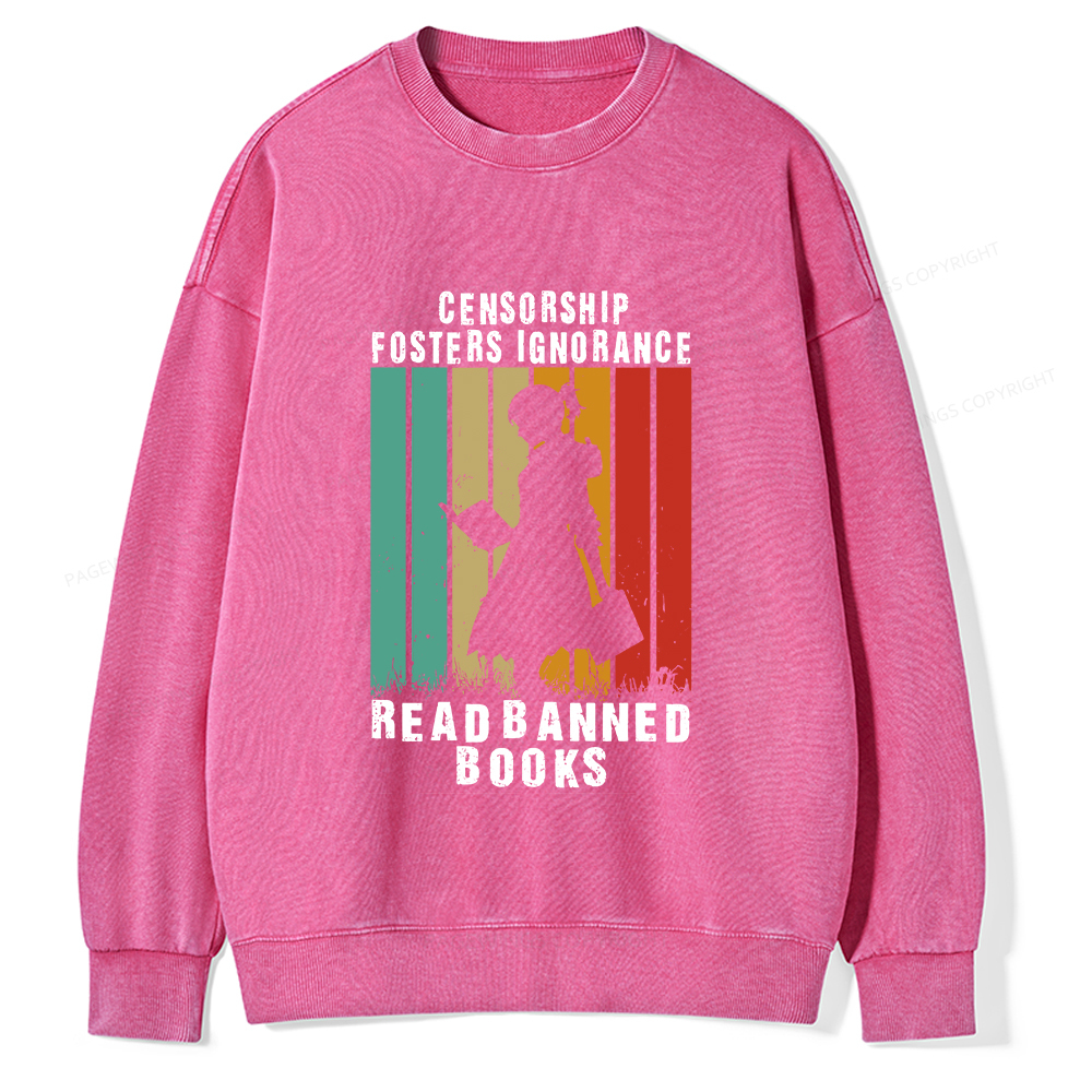 Pagewings Banned Books Vintage T-Shirt Unisex Washed Sweatshirt
