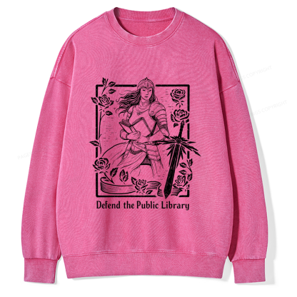 Pagewings Defend The Public Library Unisex Washed Sweatshirt
