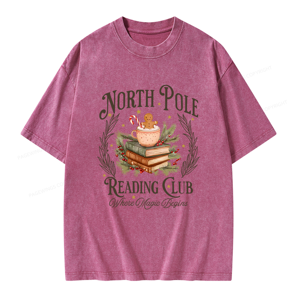 Pagewings North Pole Book Club Unisex Washed T-shirt