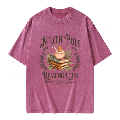Pagewings North Pole Book Club Unisex Washed T-shirt