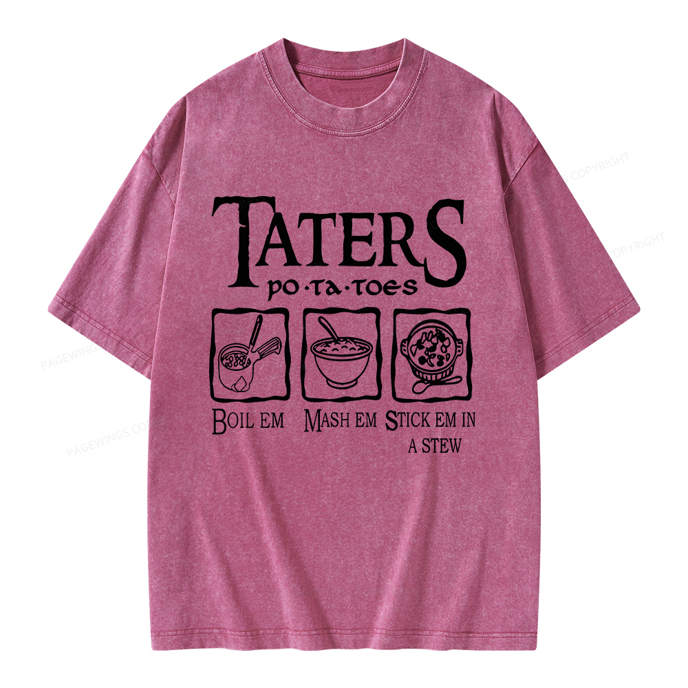 Pagewings Taters PoTaToes Unisex Washed T-shirt