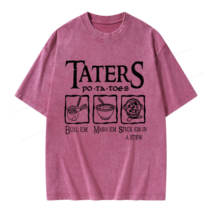 Pagewings Taters PoTaToes Unisex Washed T-shirt