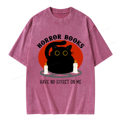 Pagewings Horror Books Have No Effect On Me Unisex Washed T-shirt