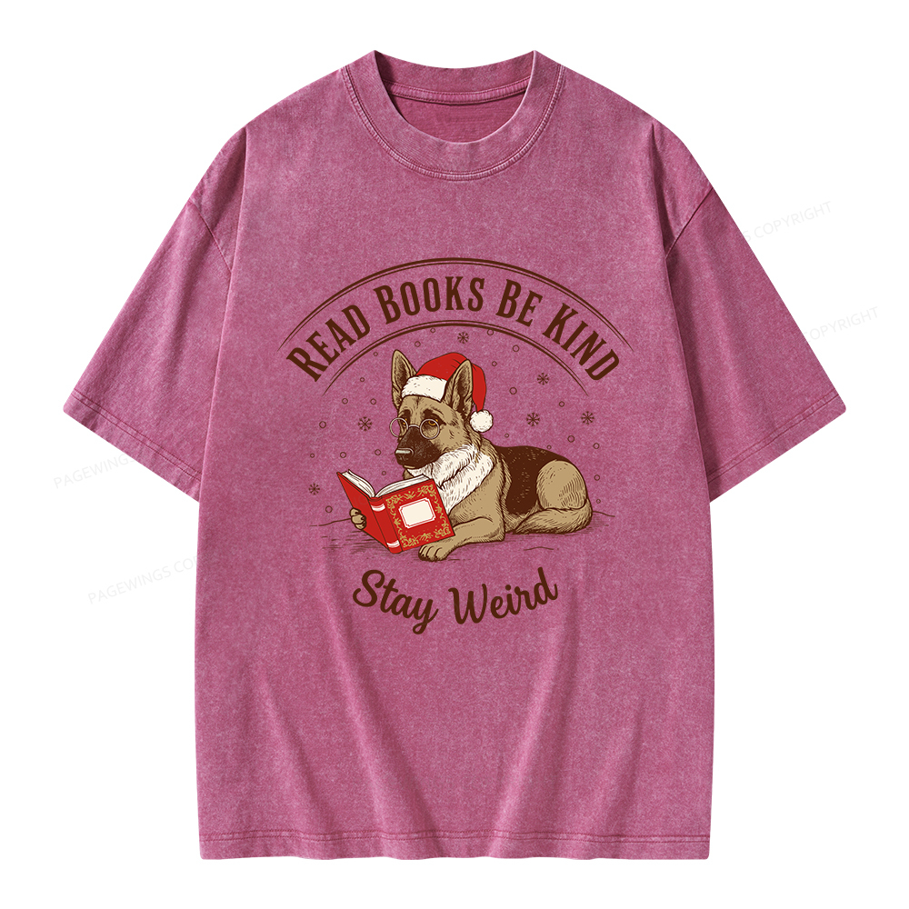 Pagewings Read Books Be Kind Stay Weird Unisex Washed T-shirt