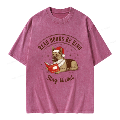 Pagewings Read Books Be Kind Stay Weird Unisex Washed T-shirt