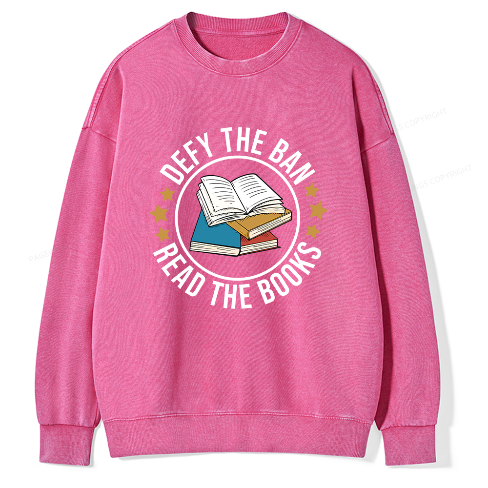 Pagewings Read Banned Books T-Shirt Unisex Washed Sweatshirt