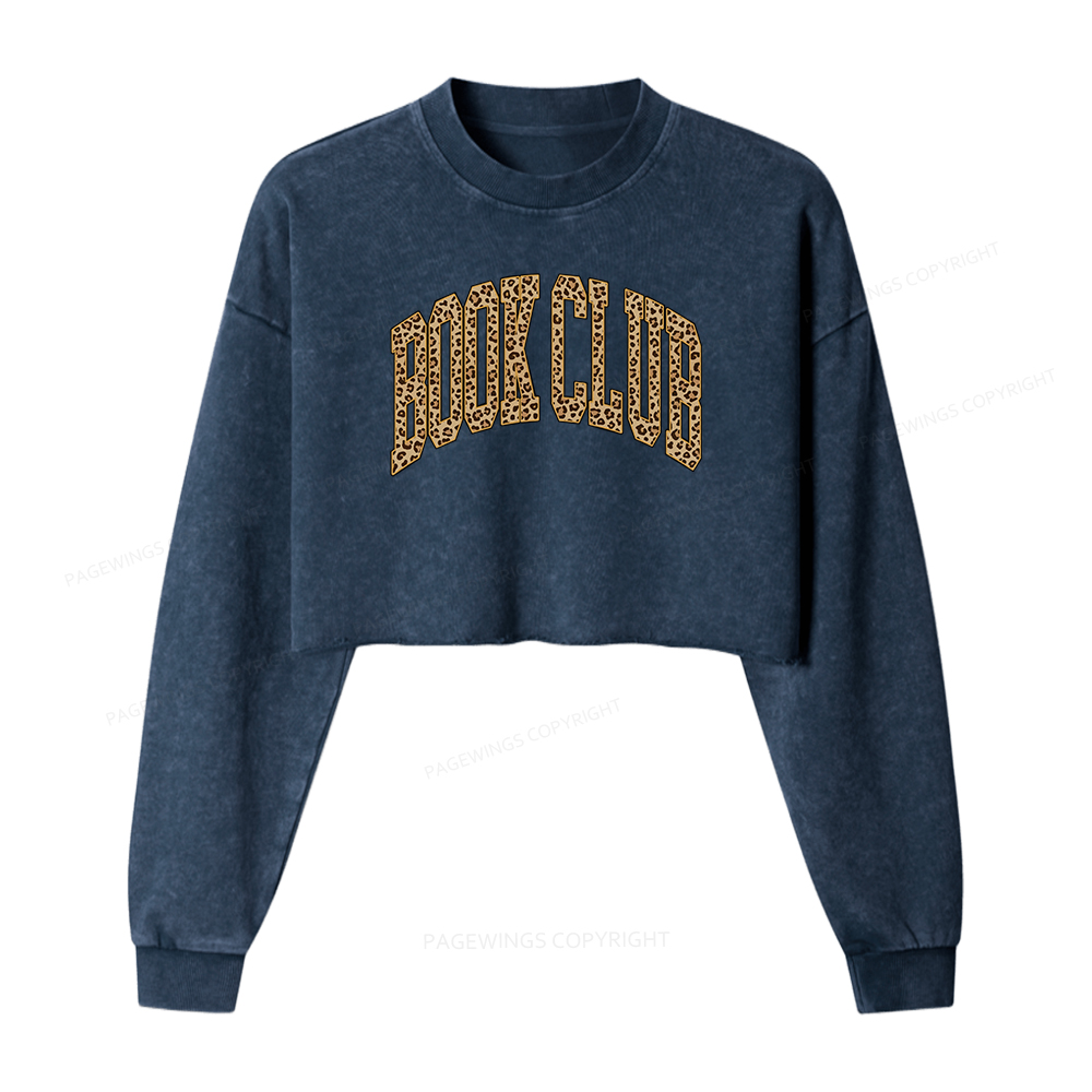 Pagewings Book Club Women Washed Crop Sweatshirt
