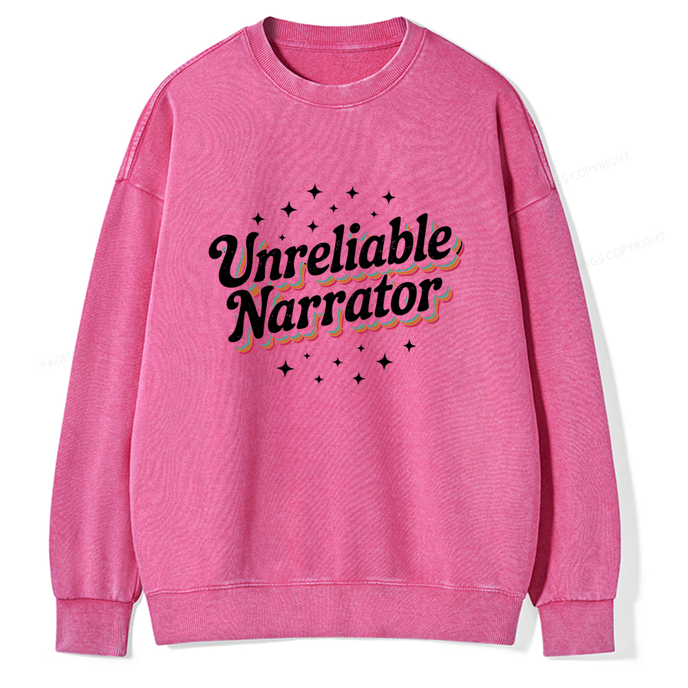 Pagewings Unreliable Narrator Unisex Washed Sweatshirt