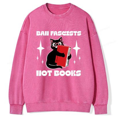 Pagewings Ban Fascists Not Books Unisex Washed Sweatshirt