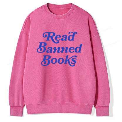 Pagewings Read Banned Books Unisex Washed Sweatshirt