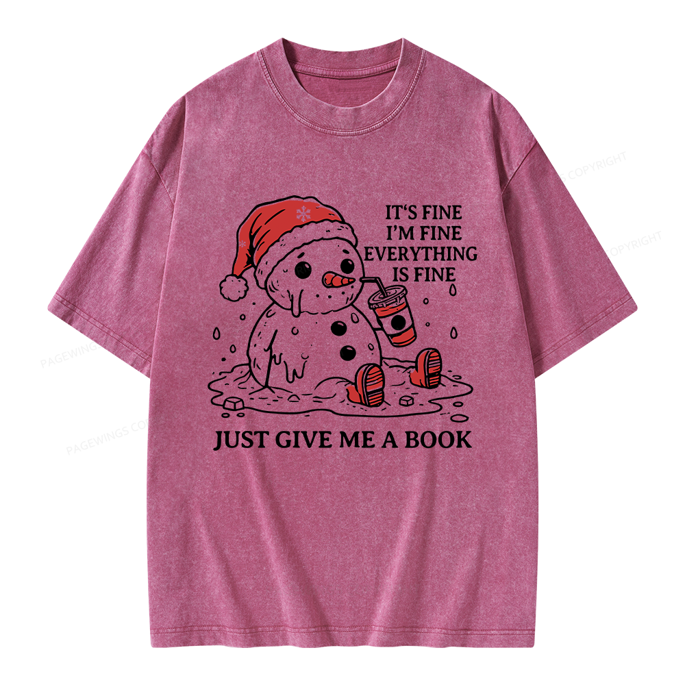 Pagewings Just Give Me A Book Unisex Washed T-shirt