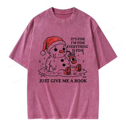 Pagewings Just Give Me A Book Unisex Washed T-shirt