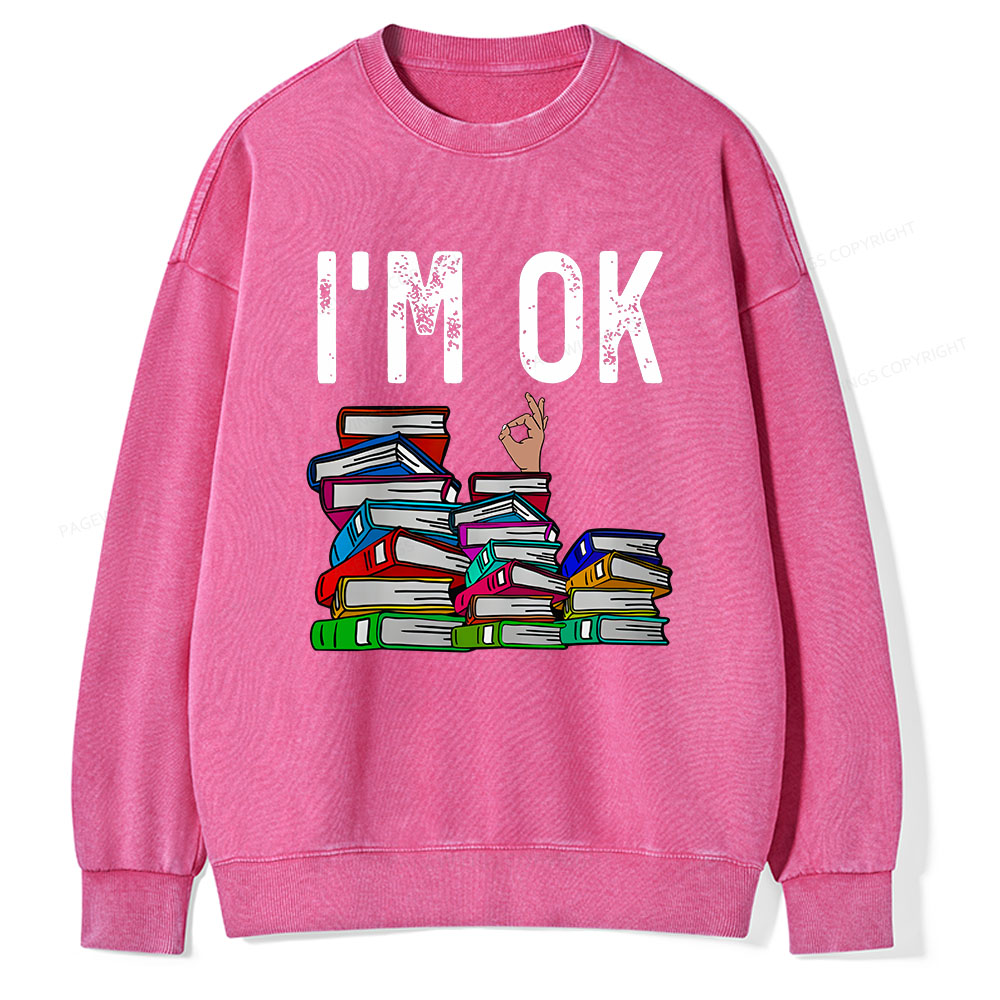 Pagewings Librarian Book Reader Funny Book Lover T Shirts Unisex Washed Sweatshirt