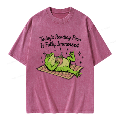Pagewings Today's Reading Pose Is Fully Immersed Unisex Washed T-shirt