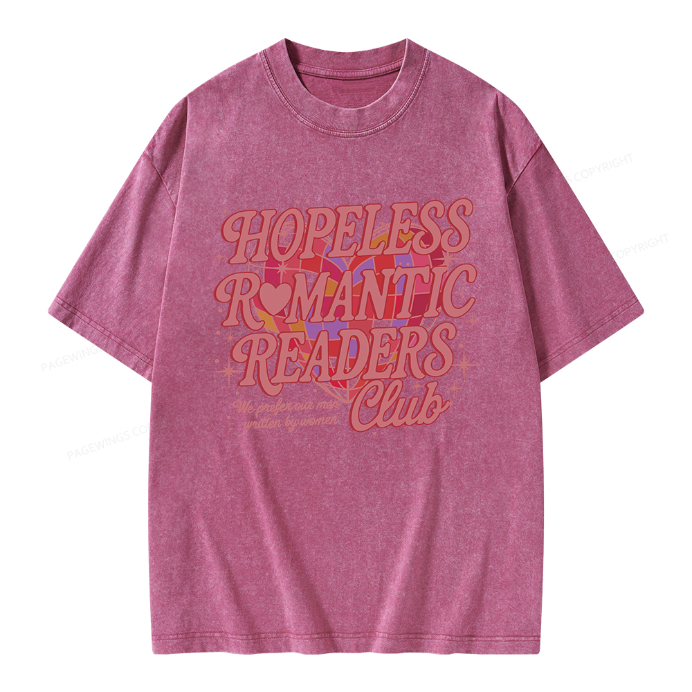 Pagewings Hopeless Romantic Readers Club Unisex Washed T-shirt