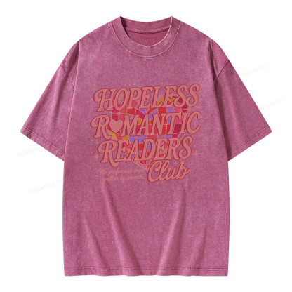 Pagewings Hopeless Romantic Readers Club Unisex Washed T-shirt