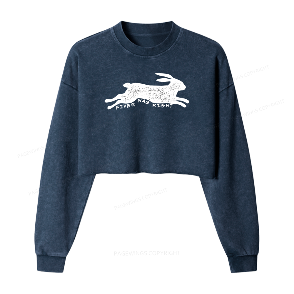 Pagewings Fiver Was Right Women Washed Crop Sweatshirt