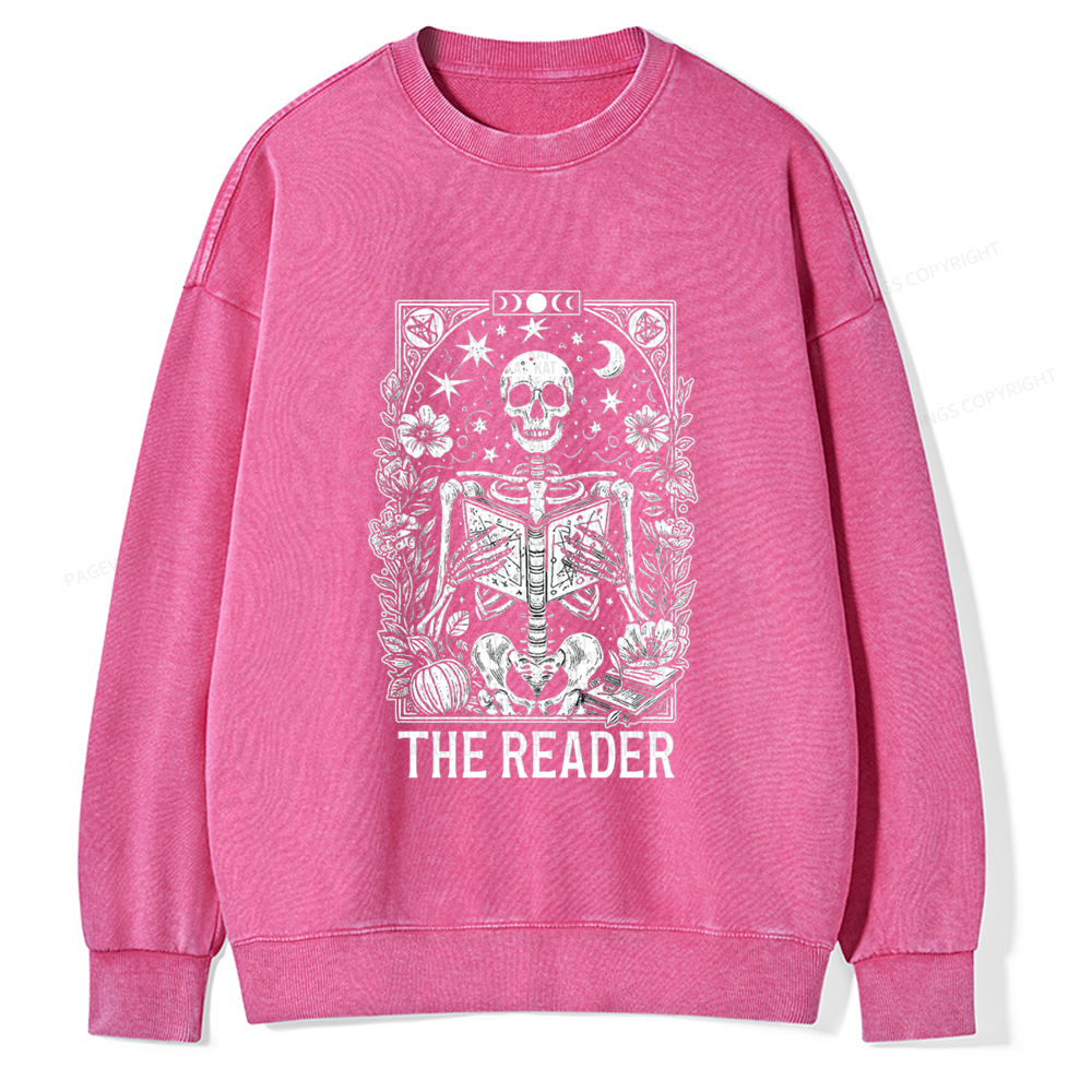 Pagewings The Reader Tarot Card Shirt Unisex Washed Sweatshirt