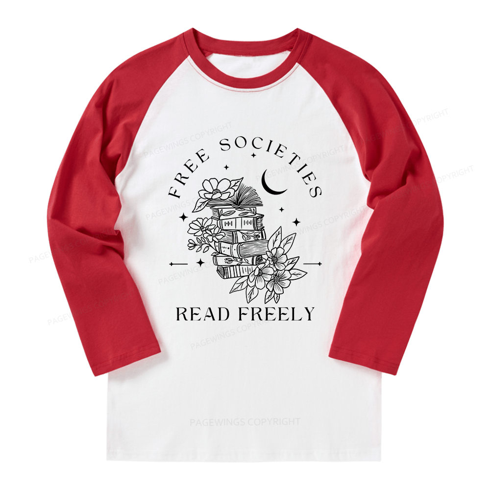 Pagewings Free Societies Read Freely Comfort Colors  Long Sleeve Raglan T-shirt