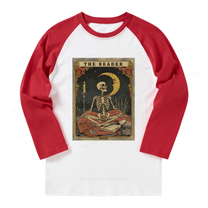 Pagewings The Reader Tarot Card Long Sleeve Raglan T-shirt