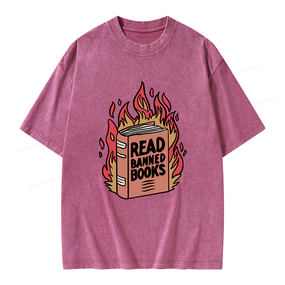 Pagewings Read Banned Books Shirt Unisex Washed T-shirt