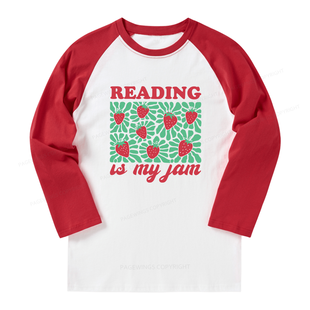 Pagewings Reading Is My Jam Long Sleeve Raglan T-shirt