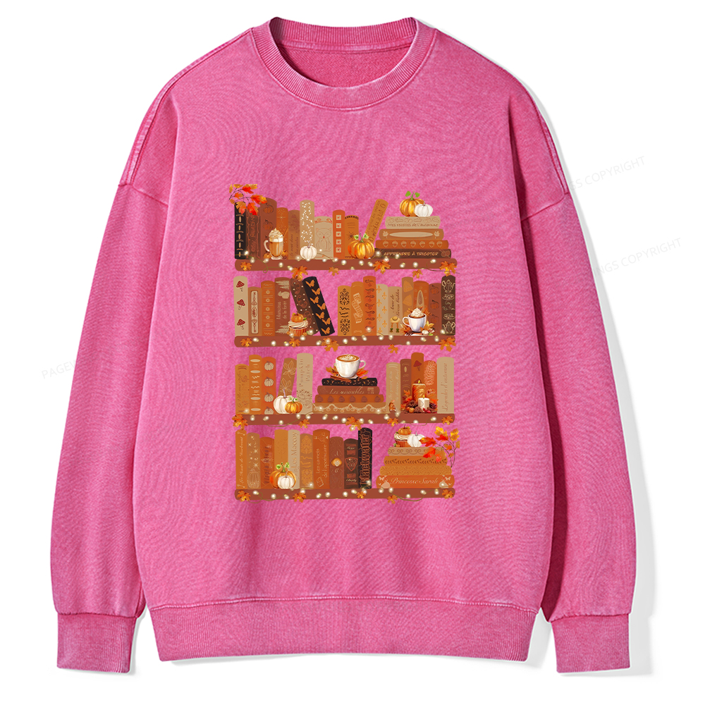 Pagewings Cozy Season Books Lover Unisex Washed Sweatshirt