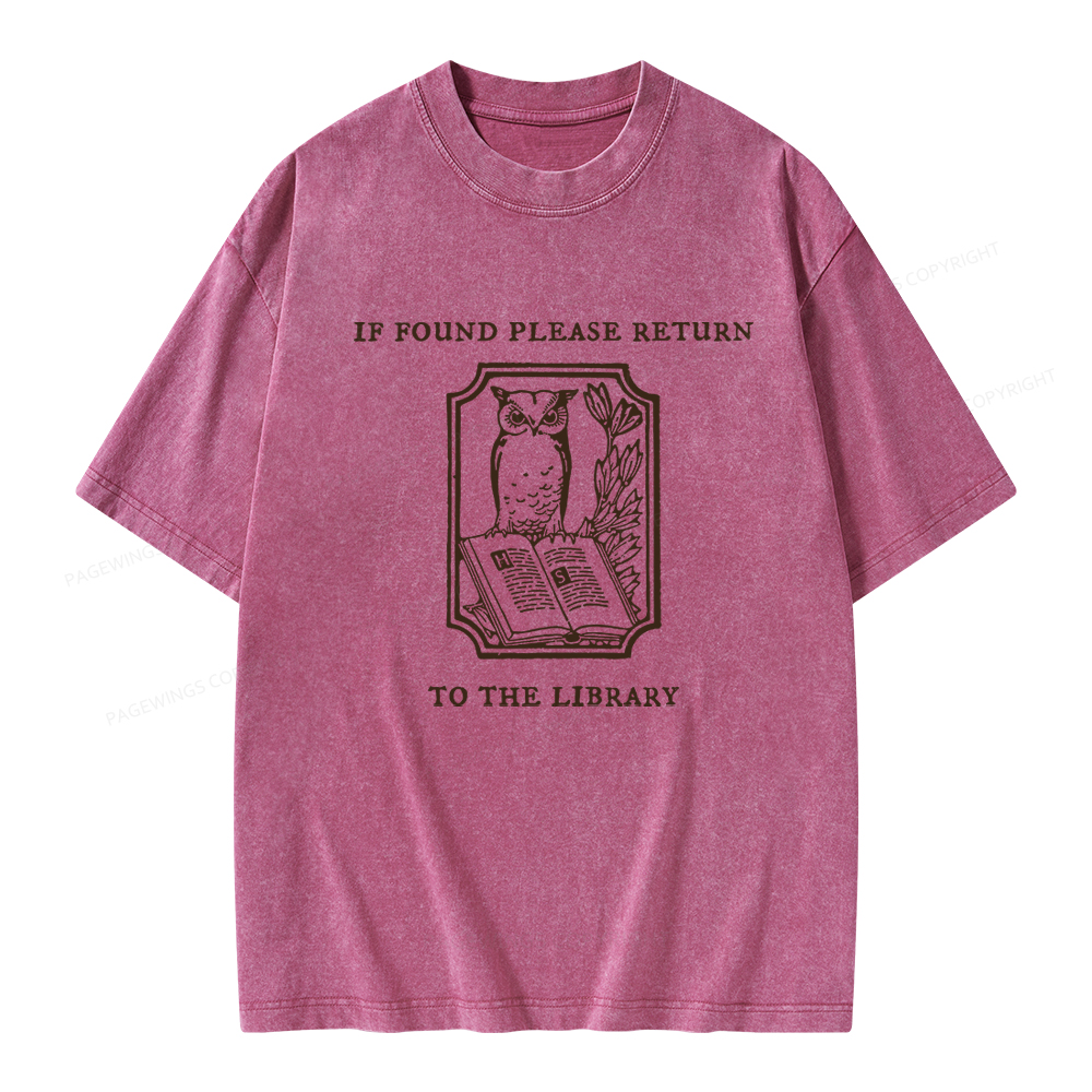 Pagewings Librarian Gift Owl Book Shirt Unisex Washed T-shirt
