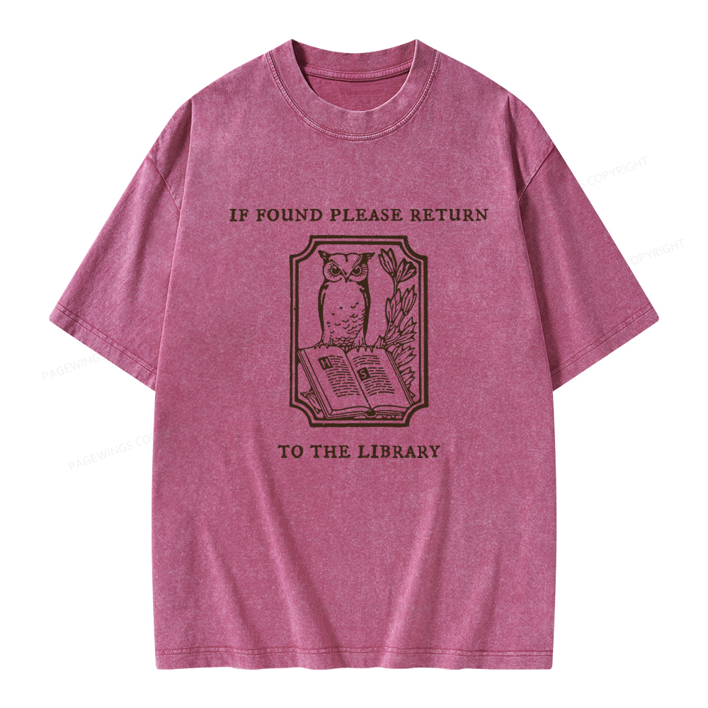 Pagewings Librarian Gift Owl Book Shirt Unisex Washed T-shirt
