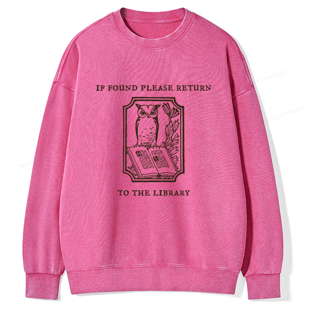 Pagewings Librarian Gift Owl Book Shirt Unisex Washed Sweatshirt