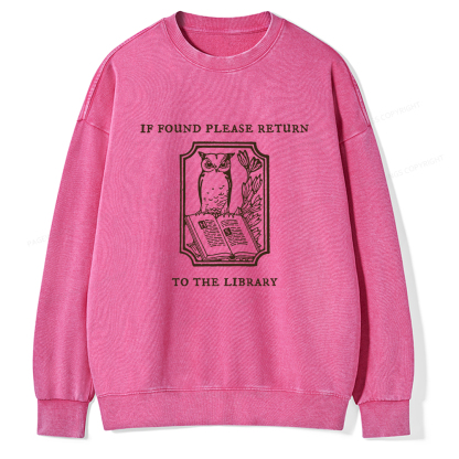 Pagewings Librarian Gift Owl Book Shirt Unisex Washed Sweatshirt