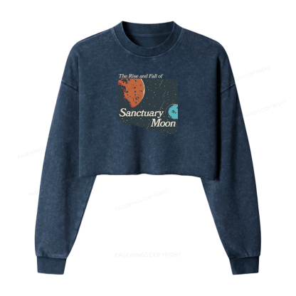 Pagewings Sanctuary Moon Women Washed Crop Sweatshirt