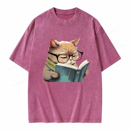 Pagewings Animals Reading Books Unisex Washed T-shirt