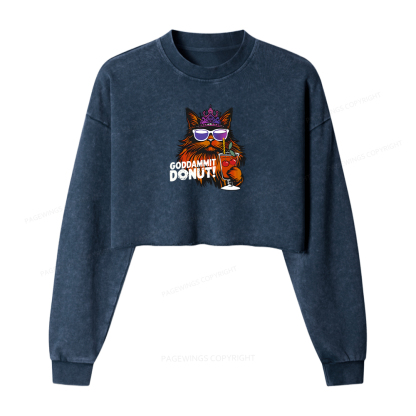 Pagewings Read Sci-Fi Book Women Washed Crop Sweatshirt